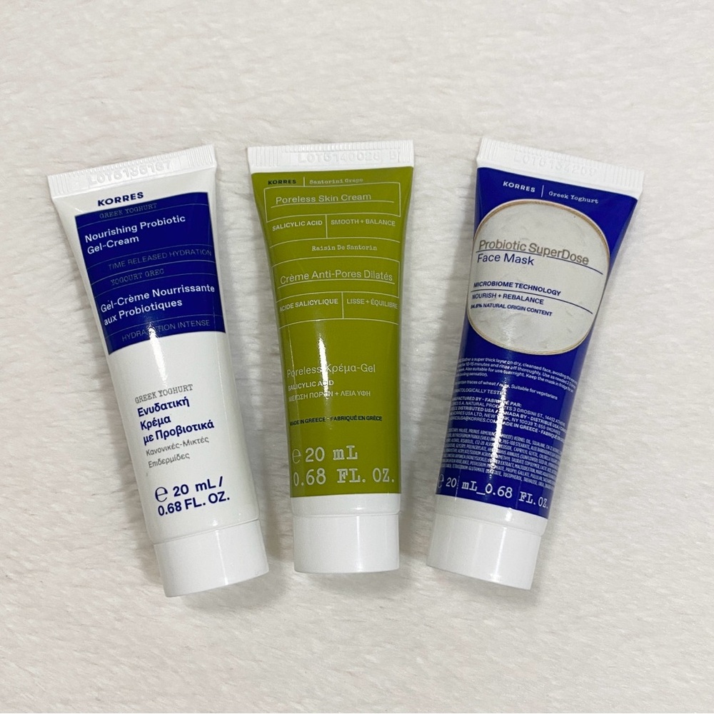 Korres Travel Size Skincare Bundle - Greek Yoghurt Cream & Mask -Santorini Cream